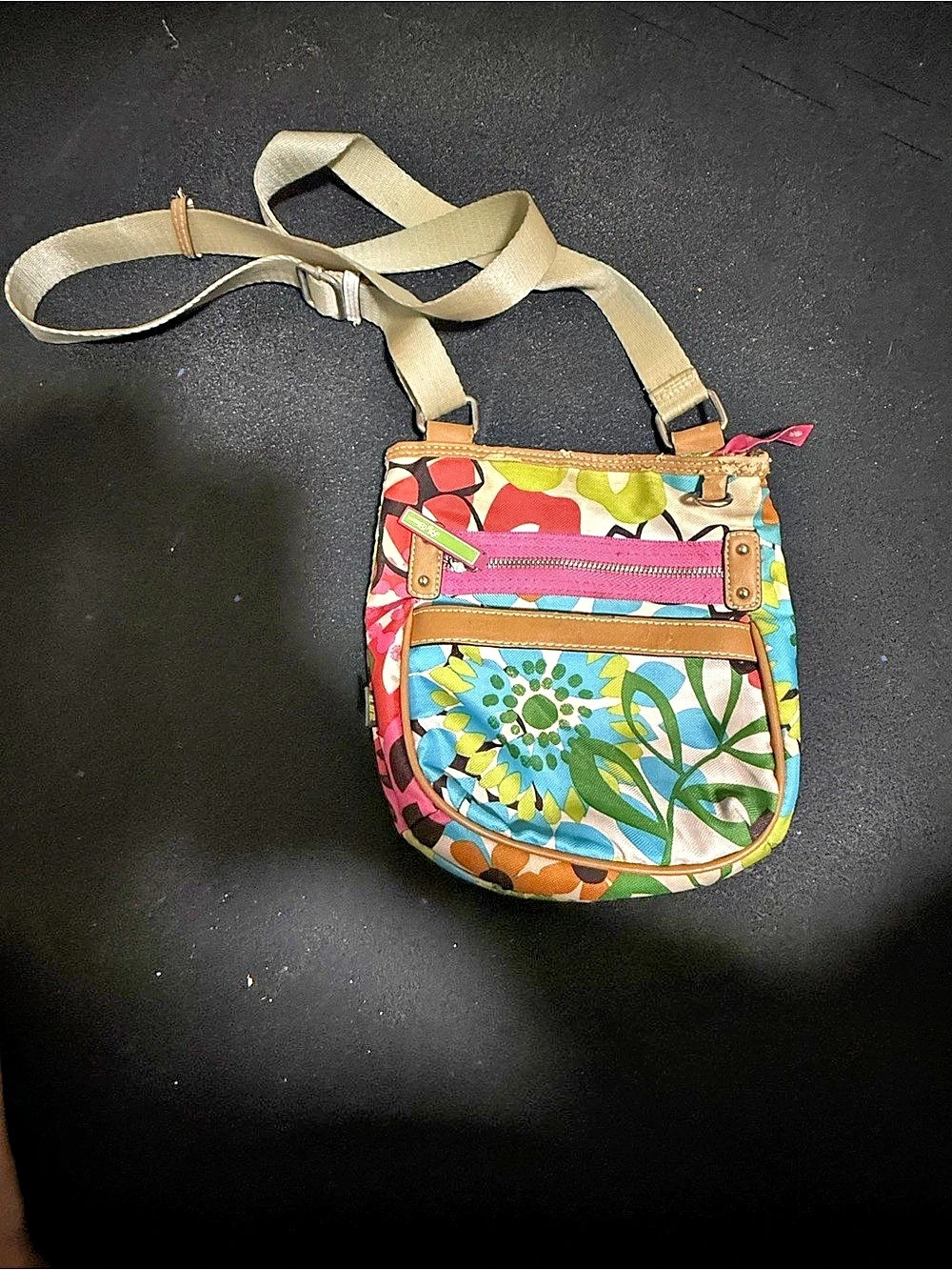 Lily Bloom Multicolor & Pink Crossbody Bag